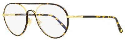 Tom Ford Unisex Blue Block Eyeglasses Tf5623b 056 Havana/gold 54mm In Brown