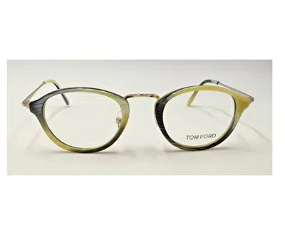Tom Ford Unisex Tf5321 Round Eyeglasses In Horn In Green