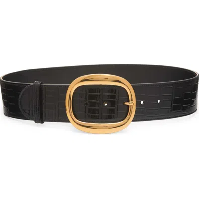 Tom Ford Ursula Croc Embossed Leather Belt In Black