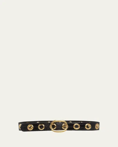 Tom Ford Ursula Stamped Croc-embossed Leather Belt In Black