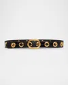 Tom Ford Ursula Stamped Croc-embossed Leather Belt In Black