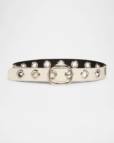 Tom Ford Ursula Stamped Croc-embossed Leather Belt In Ivory