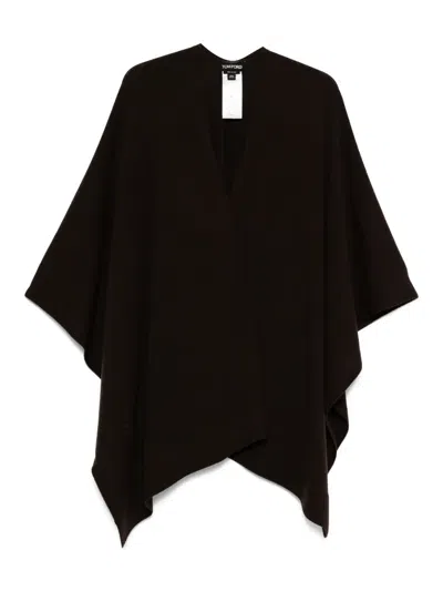 Tom Ford V-neck Cashmere Poncho In Brown
