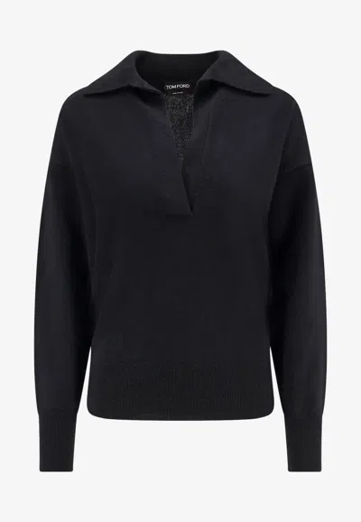 Tom Ford V-neck Cashmere Sweater In Black