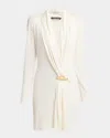 Tom Ford V-neck Draped Mini Dress With Buckle Detail In White