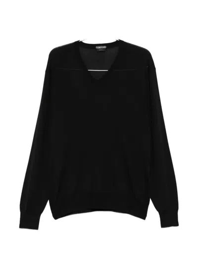 Tom Ford V-neck Fine-gauge Sweater In Black