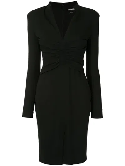 Tom Ford V-neck Fitted Dress In Black