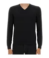 Tom Ford V-neck Black Wool Jersey With Long Sleeves In Black