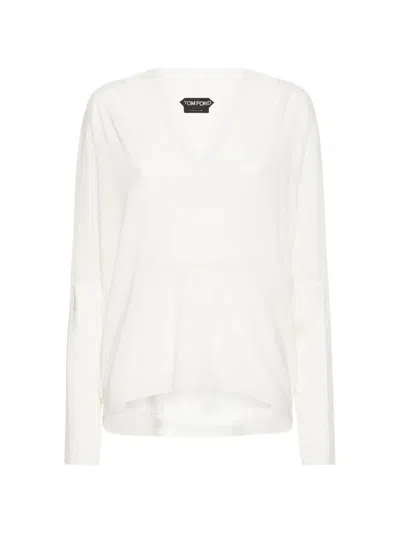 Tom Ford V-neck Long-sleeve Knitted Top In White