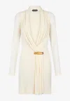 Tom Ford V-neck Draped Mini Dress With Buckle Detail In White