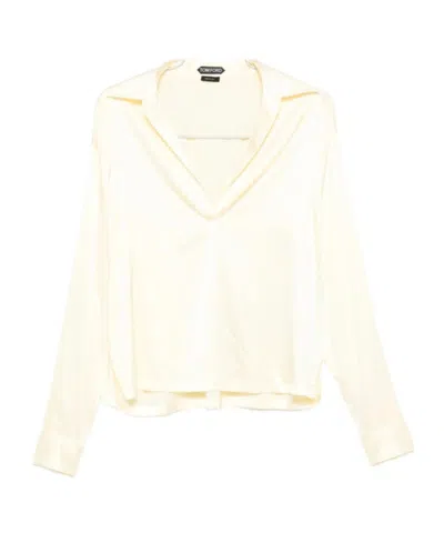Tom Ford V-neck Long-sleeved Shirt In Neutral