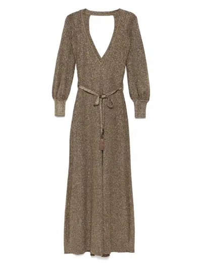 Tom Ford V-neck Open-back Maxi Dress In Gold