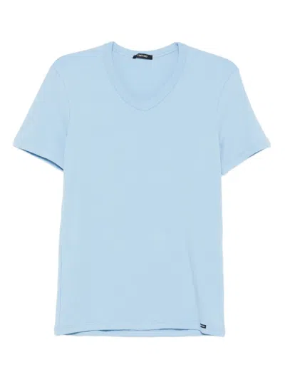 Tom Ford V-neck Short-sleeve T-shirt In Blue