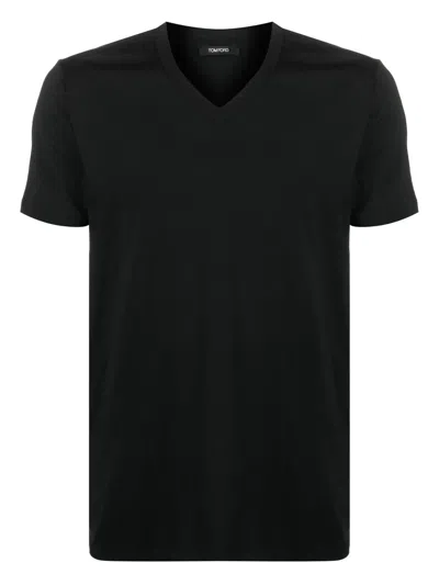 Tom Ford Lyocell And Cotton Regular Fit T-shirt Clothing In Black