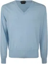 Tom Ford V Neck Cashmere Blend Sweater In Blue