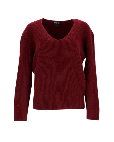 Tom Ford V-neck Sweater In Cashmere In Red