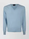 Tom Ford V Neck Cashmere Blend Sweater In Blue