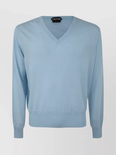 TOM FORD V NECK SWEATER RIBBED ACCENTS