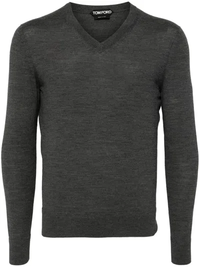Tom Ford V-neck Top In Grey