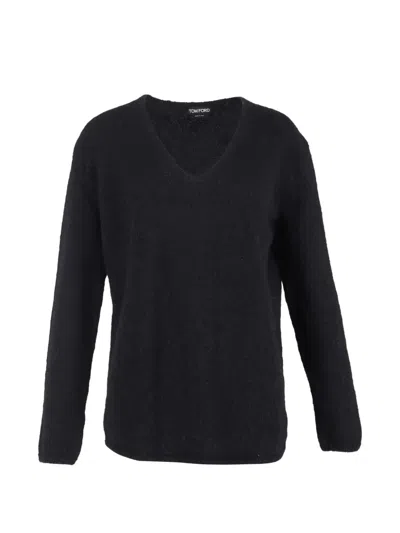 Pre-owned Tom Ford V-neck Wool Sweater In Black