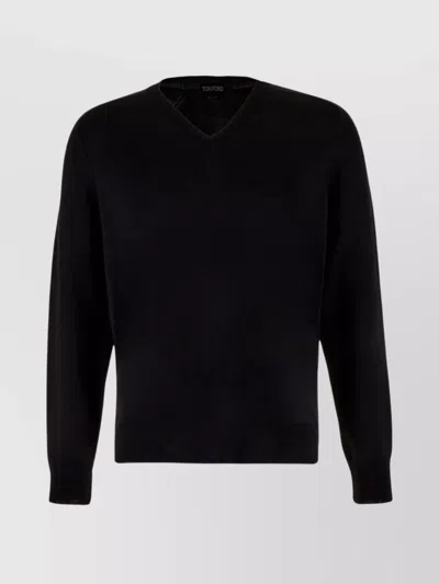 Tom Ford V-neckline Silk Blend Sweater In Black