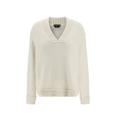 Tom Ford D Wool Sweater In White