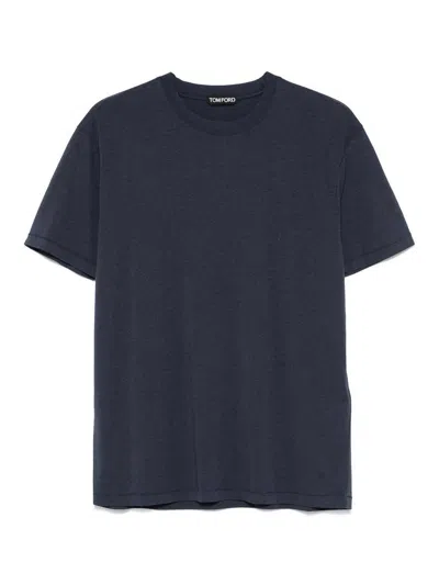 Tom Ford Short Sleeved Crewneck T-shirt In Blue