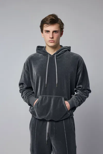 Tom Ford Velour Hoodie | Jol013-jmc078 | Light Charcoal