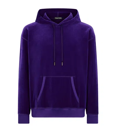 Tom Ford Velour Hoodie In Purple