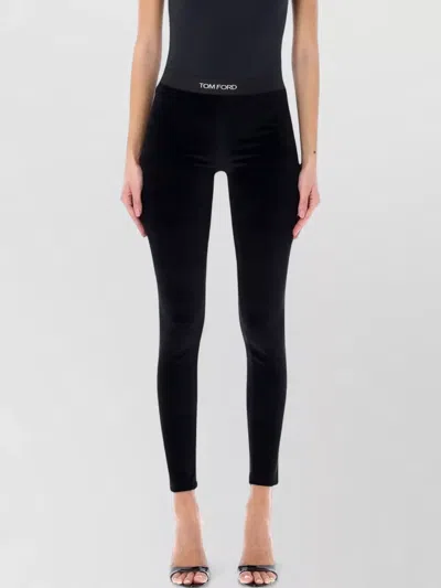Tom Ford Velour Leggings Trousers Stretch Waistband Slim In Black