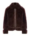 Tom Ford Velvety Sheepskin Jacket In Burgundy