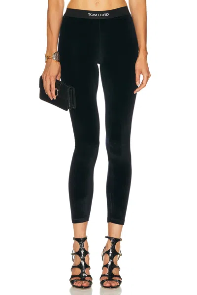 Tom Ford Velour Signature Legging In Blue