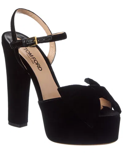 Tom Ford Velvet 7 Leather Platform Sandal In Black