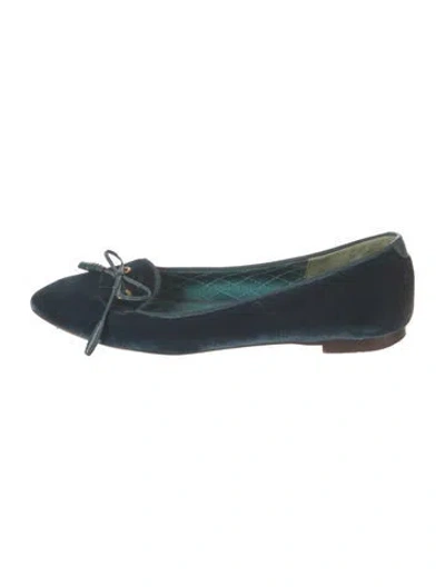 Pre-owned Tom Ford Velvet Ballet Flats In Blue