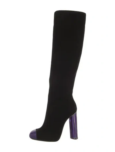 Pre-owned Tom Ford Velvet Beaded Accents Boots In Black