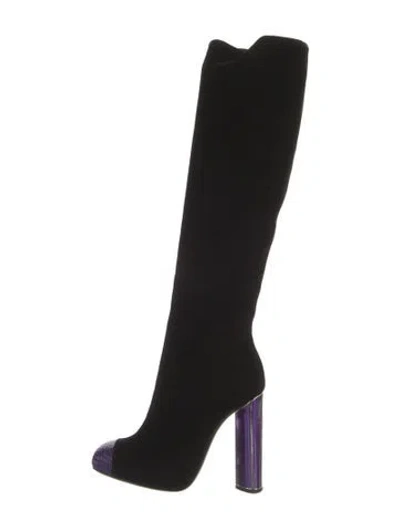 Pre-owned Tom Ford Velvet Beaded Accents Sock Boots In Black