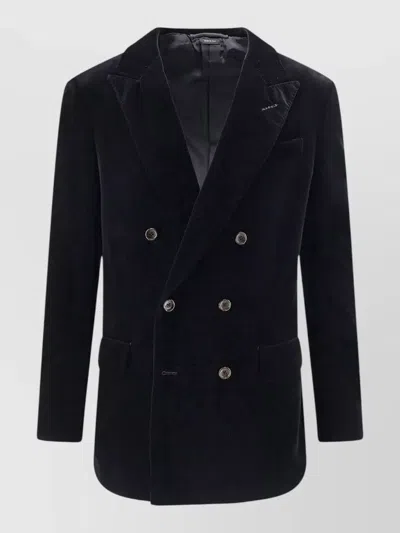 Tom Ford Velvet Blazer Double Breasted Peak Lapel In Multi