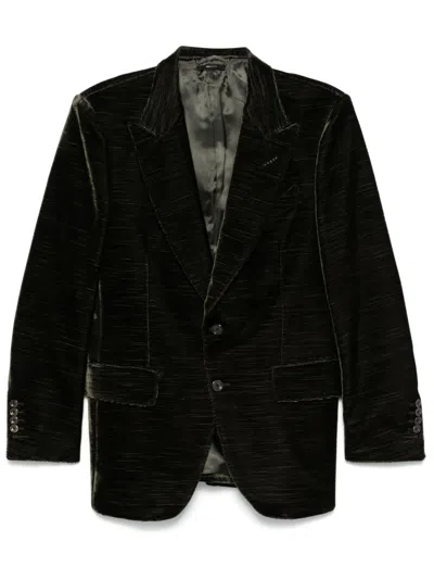 Tom Ford Navy Single-breasted Two-button Jacket For Men In Blue