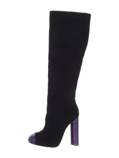 Pre-owned Tom Ford Velvet Boots In Black