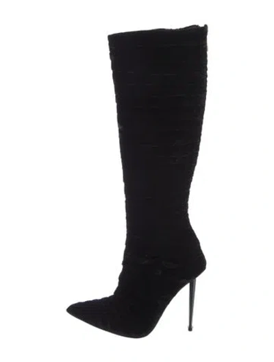 Pre-owned Tom Ford Velvet Boots In Black