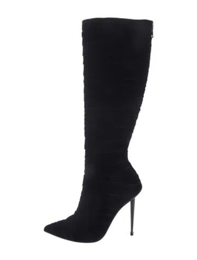 Pre-owned Tom Ford Velvet Boots In Black