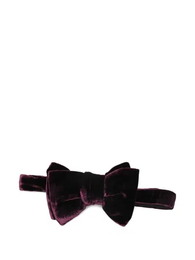 Tom Ford Velvet Bow Tie In Burgundy