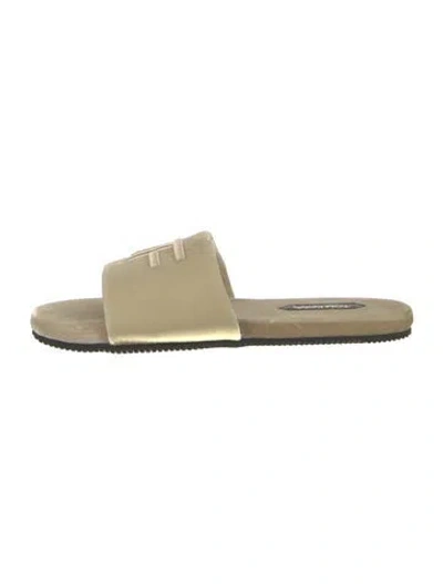 Pre-owned Tom Ford Velvet Braided Accents Slides In Neutral