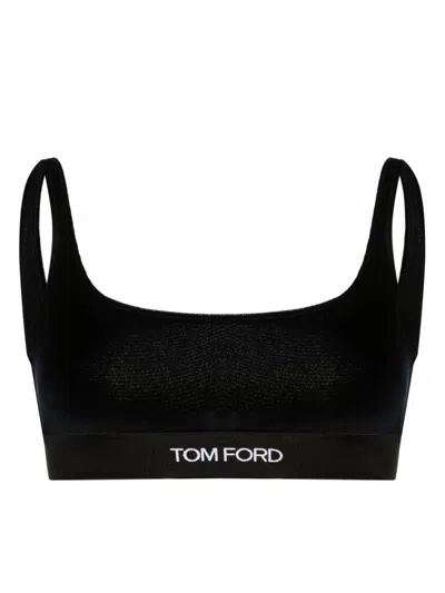 Tom Ford Velvet Bralette In Blue