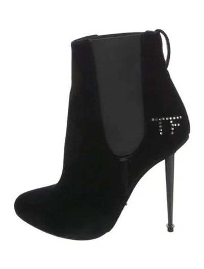 Pre-owned Tom Ford Velvet Chelsea Boots In Black
