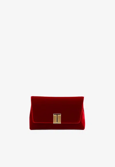 Tom Ford Velvet Clutch Bag In Red