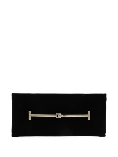 Tom Ford Velvet Clutch With T-strap In Black