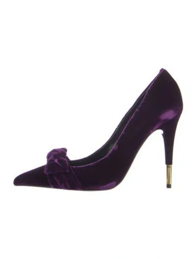 Pre-owned Tom Ford Velvet Colorblock Pattern Pumps In Purple