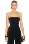 Tom Ford Viscose Velvet Strapless Corset In Dark Oak