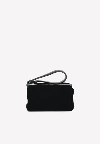 Tom Ford Velvet Crystal-embellished Box Clutch In Black